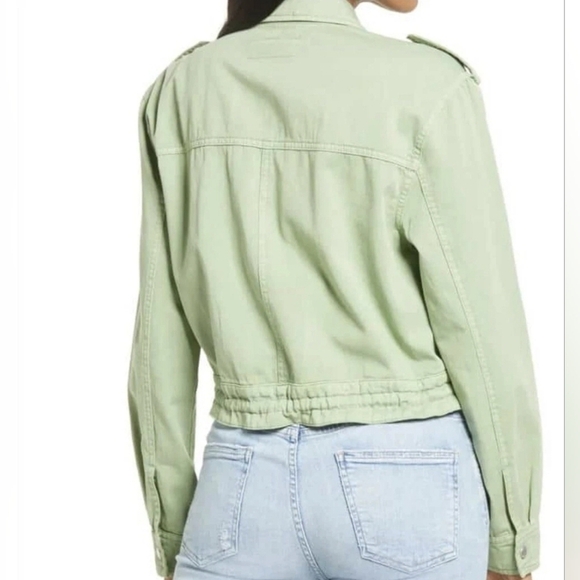 Blank NYC Twill Here And Now Cropped Utility Jacket In Green Size XS - Picture 4 of 11